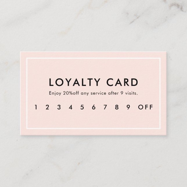 Tarjeta de fidelidad rosa Rubor profesional modern (Anverso)