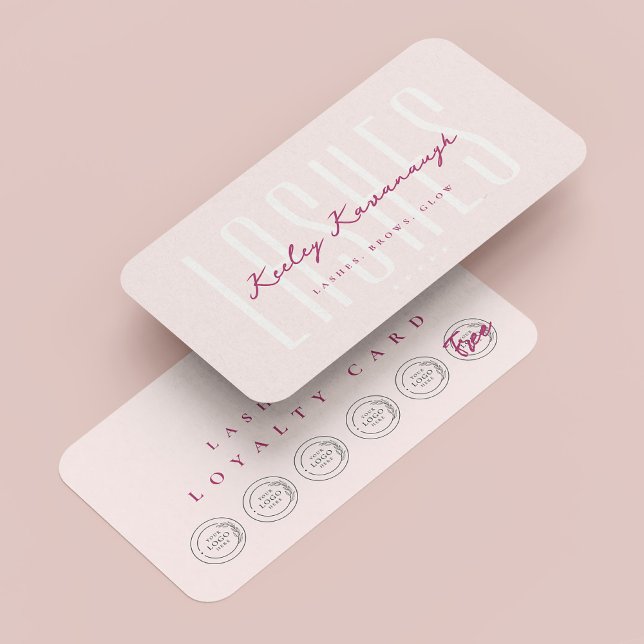 Tarjeta de fidelidad rosada para artista de maquil (Lashes Makeup Artist Punch Pink Loyalty Card
)
