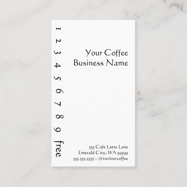 Tarjeta de fidelidad vertical para tarjeta de café (Anverso)