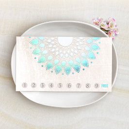 Tarjeta De Fidelización 10 Punch Customer Loyalty Turquoise Lotus