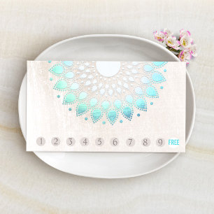 Tarjeta De Fidelización 10 Punch Customer Loyalty Turquoise Lotus