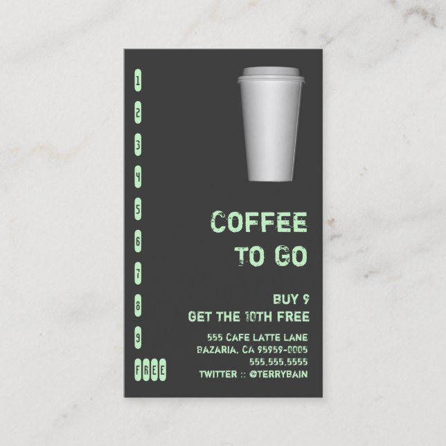 Tarjeta De Fidelización A Go Cup Bebe Punchcard (Anverso)