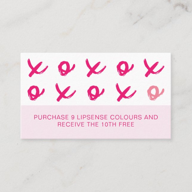 Tarjeta De Fidelización Abrazos LipSense Y Besos XOXO Rosa (Anverso)