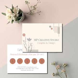Tarjeta De Fidelización Abstract Pastel Design: Modern Florals & Geometry