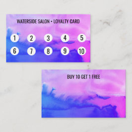 Tarjeta De Fidelización Acuarela morada y azul Resumen 10
