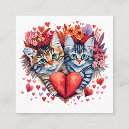 Tarjeta De Fidelización Acuarela San Valentín gatos con amor