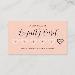 Tarjeta De Fidelización Amo al corazón mínimo y elegante rosa