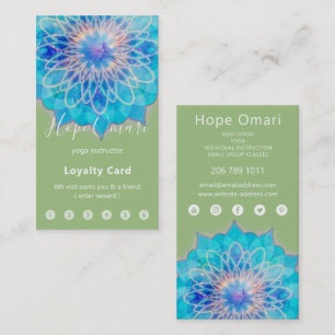 Tarjeta De Fidelización Ángel Bohemio Mandala Suave Musgo Verde