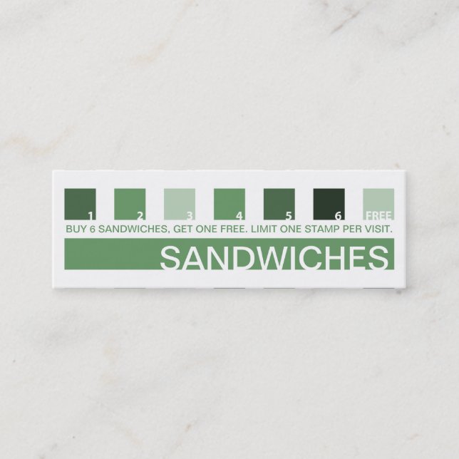 Tarjeta De Fidelización apreciación del cliente de SANDWICHES (cuadrados m (Anverso)
