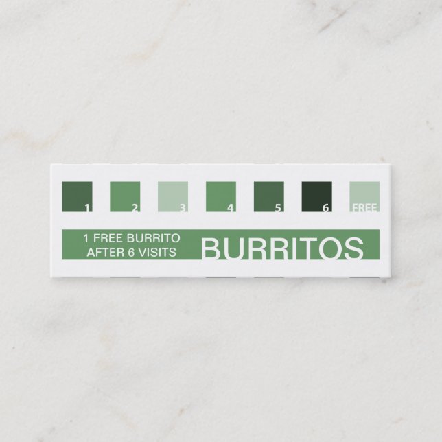 Tarjeta De Fidelización Aprecio del cliente de los BURRITOS (cuadrados de (Anverso)