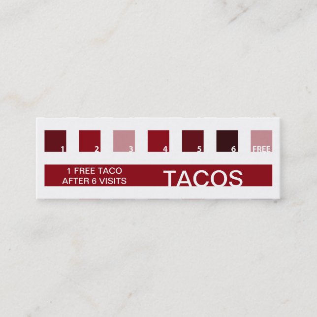 Tarjeta De Fidelización Aprecio del cliente del TACOS (cuadrados de la (Anverso)