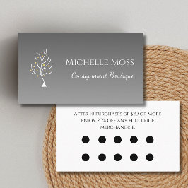 Tarjeta De Fidelización Árbol de la Vida Elegante Descuento Gris