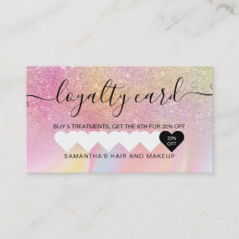 Tarjeta De Fidelización arcoiris rosa unicornio mármol purpurina maquillaj