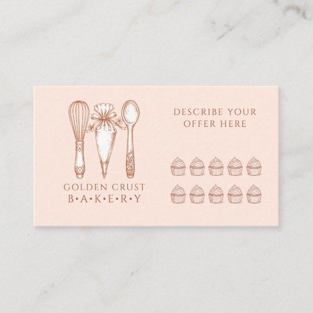 Tarjeta De Fidelización Artisan Cupcake Bakery Baking Tools Loyalty Card (Anverso)