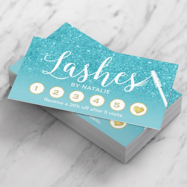 Tarjeta De Fidelización Artista de maquillaje azotes Turquesa Ombre Lealta (Subido por el creador)