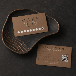 Tarjeta De Fidelización Artista de Maquillaje Código QR Terracota Oscuro