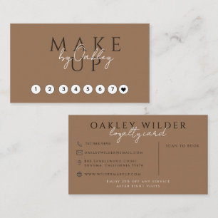 Tarjeta De Fidelización Artista de Maquillaje Código QR Terracota Oscuro 