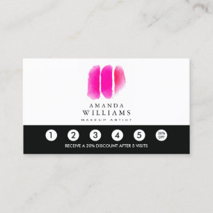 Tarjeta De Fidelización Artista de maquillaje color agua rosa observa la l