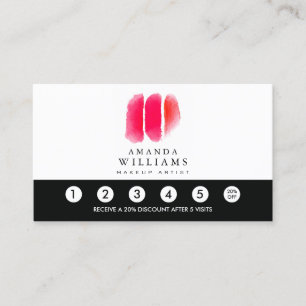 Tarjeta De Fidelización Artista de maquillaje de color rojo observa la lea