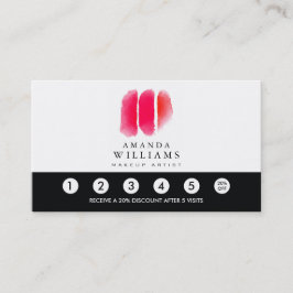 Tarjeta De Fidelización Artista de maquillaje de color rojo observa la lea