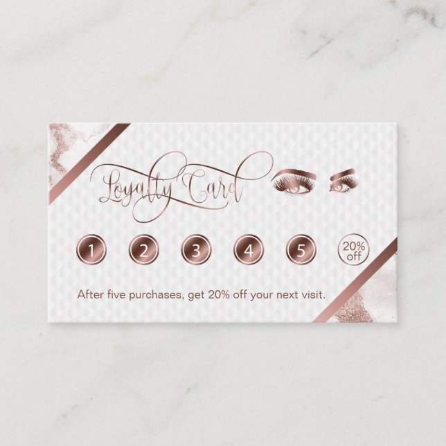 Tarjeta De Fidelización Artista de maquillaje de latidos largos Rosa de má (Anverso)