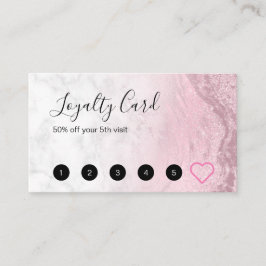 Tarjeta De Fidelización Artista de maquillaje de mármol purpurina rosa ros