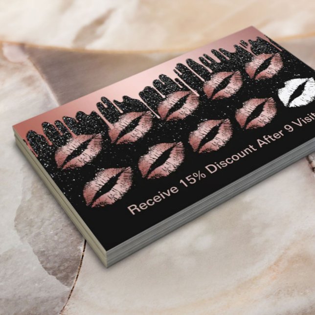 Tarjeta De Fidelización Artista de maquillaje goteo Rosa Oro levanta lealt (Subido por el creador)