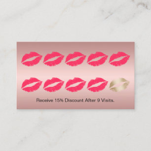 Tarjeta De Fidelización Artista de maquillaje Labios Rojos Rosa Golpe de L