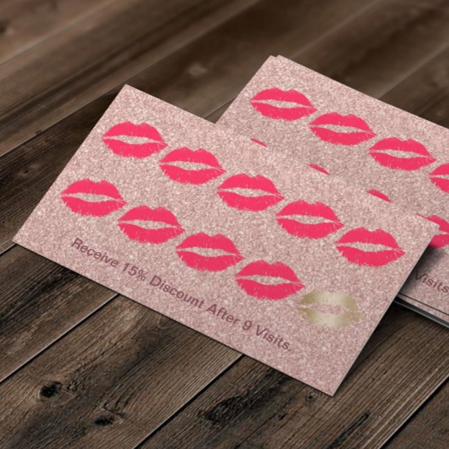 Tarjeta De Fidelización Artista de maquillaje Labios Rojos Rosa Lealtad Pu (Subido por el creador)