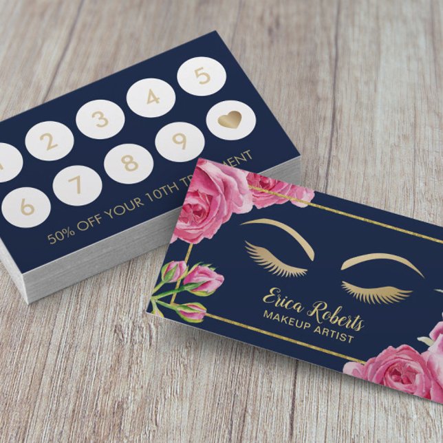 Tarjeta De Fidelización Artista de maquillaje Lealtad de la Marina Floral  (Subido por el creador)