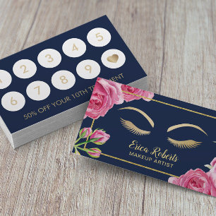 Tarjeta De Fidelización Artista de maquillaje Lealtad de la Marina Floral