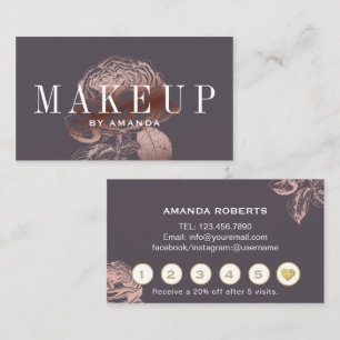 Tarjeta De Fidelización Artista de maquillaje moderno Rosa Oro Lealtad Flo