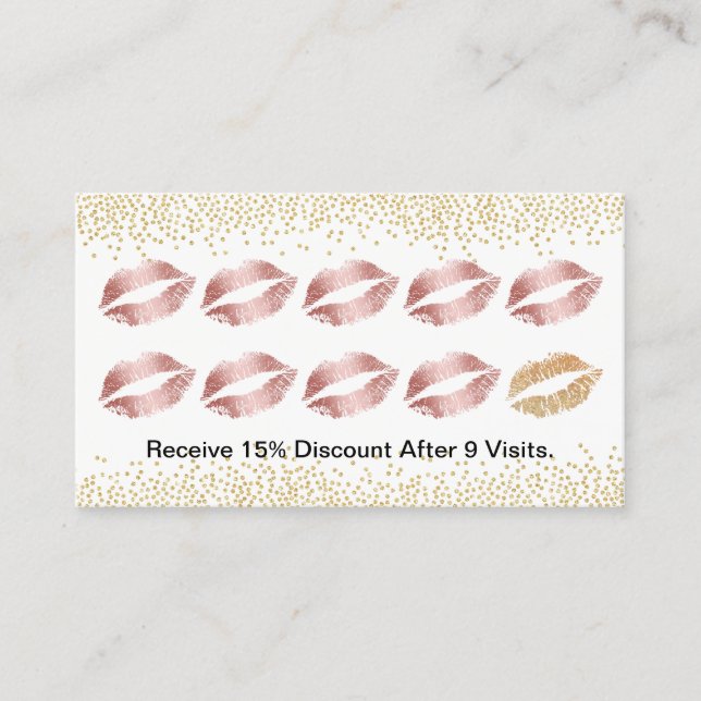 Tarjeta De Fidelización Artista de maquillaje Rosa de oro levanta lealtad  (Anverso)