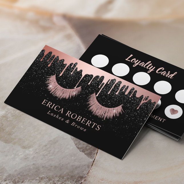 Tarjeta De Fidelización Artista de maquillaje Rosa Oro Eyelash Perforación (Subido por el creador)