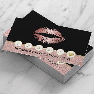 Tarjeta De Fidelización Artista de maquillaje Rosa Purpurina de Oro Ligero