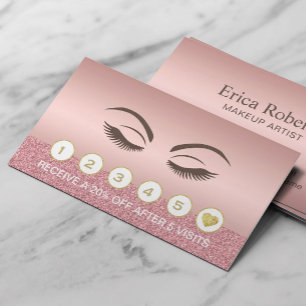 Tarjeta De Fidelización Artista maquillador Belleza Chica Rosa Salón de O