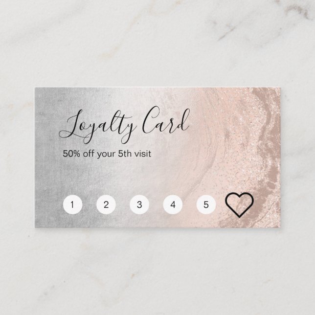 Tarjeta De Fidelización Artista moderno de maquillaje plateado de purpurin (Anverso)