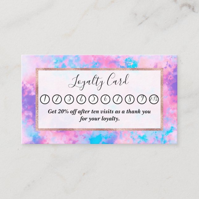 Tarjeta De Fidelización Artsy Girly Paint Blue Abstract Paint Splatt Art (Anverso)