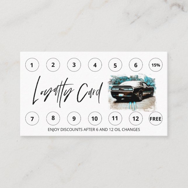Tarjeta De Fidelización *~* Auto Lube Car Wash QR LOGO Rewards Gracias (Anverso)