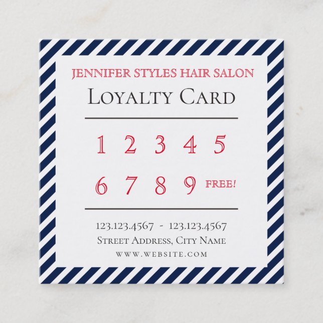 Tarjeta De Fidelización Azul elegante de la lealtad del modelo de las (Anverso)