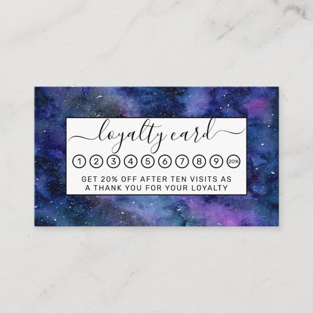 Tarjeta De Fidelización Azul púrpura Majestic Starry Nebulosa acuática (Anverso)