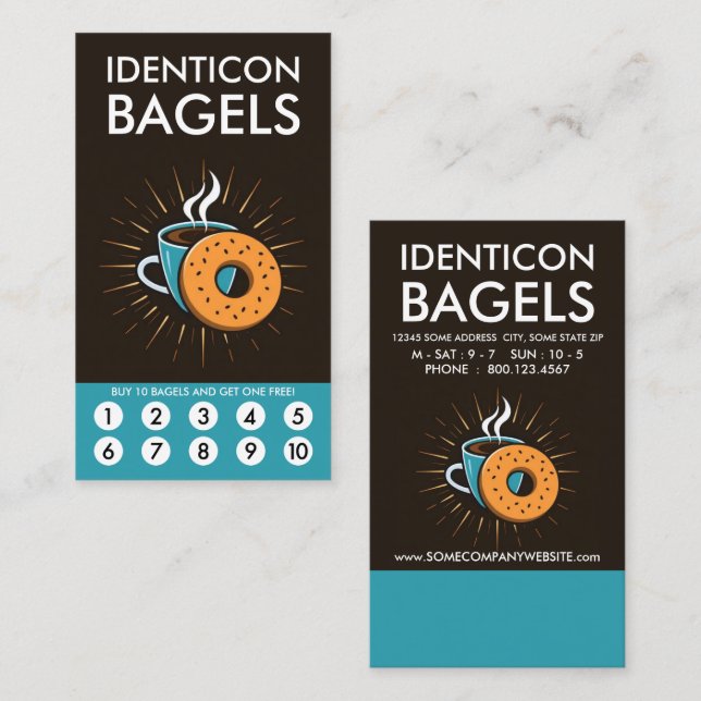 Tarjeta De Fidelización Bagel Loyalty Punch Card (Anverso / Reverso)