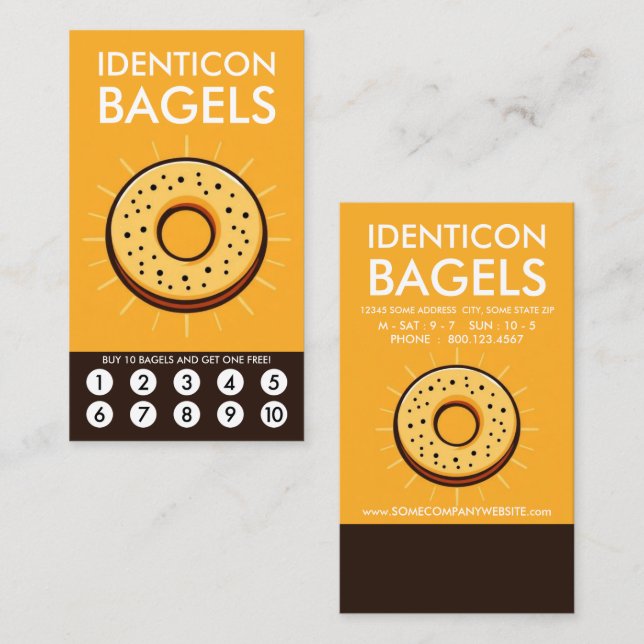 Tarjeta De Fidelización Bagel Loyalty Punch Card (Anverso / Reverso)