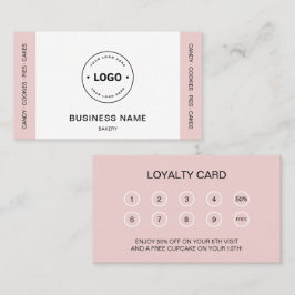 Tarjeta De Fidelización Bakery Business Logo White Pink 