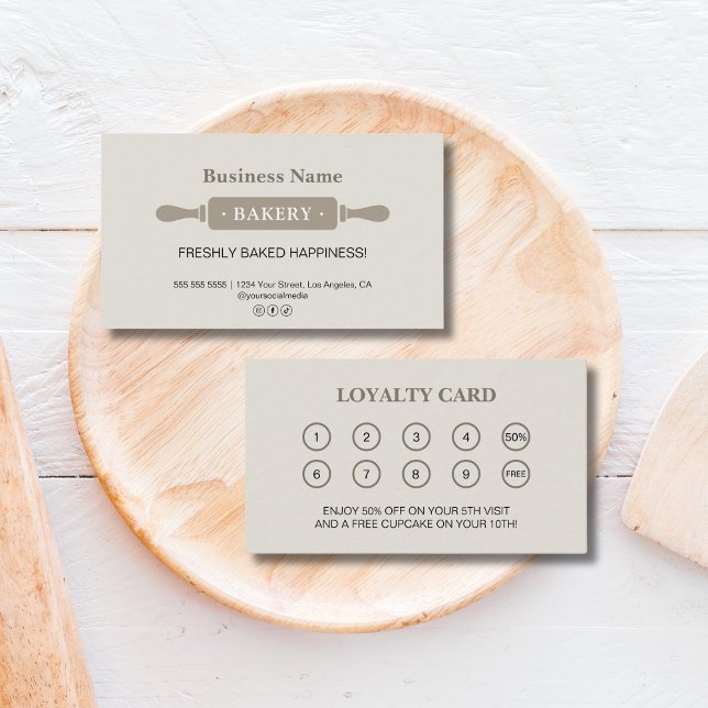 Tarjeta De Fidelización Bakery Rolling Pin Business Reward (Bakery Rolling Pin Business Reward Loyalty Card)