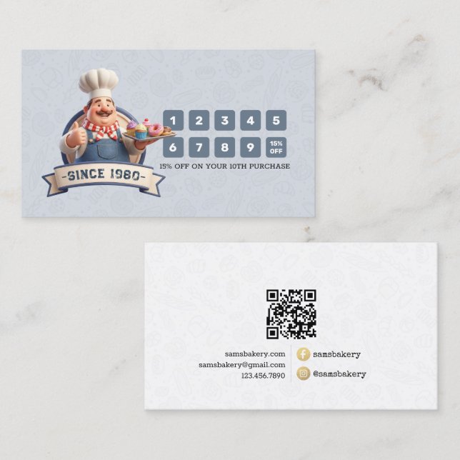 Tarjeta De Fidelización Bakery Store Pastry Chef Desserts Loyalty Punch (Anverso / Reverso)
