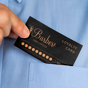 Tarjeta De Fidelización Barber estilizado profesional moderno de oro negro
