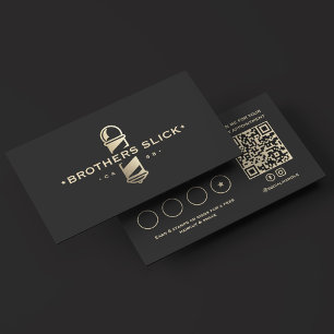 Tarjeta De Fidelización Barber Pole Clásico Barbería Moderna Negra 8