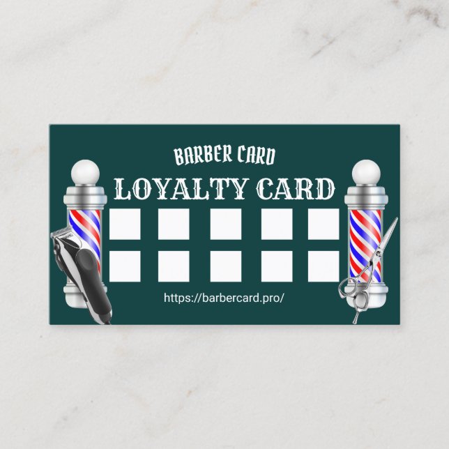 Tarjeta De Fidelización Barber Shop Barbershop Hermosa Lealtad (Anverso)