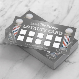 Tarjeta De Fidelización Barber Shop Barbershop Lealtad de Plata Metálica